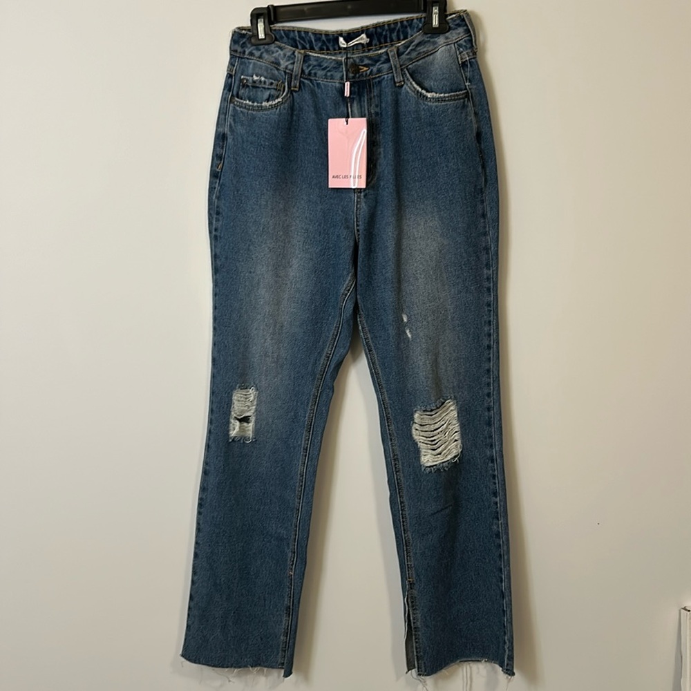 NWT AVEC LES FILLES Women’s Distressed High Waisted Jeans size 29